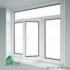 Окно т-образное 1800х1700, трехстворчатое (1 створка поворотно-откидная) с установкой