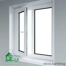 Окно Rehau двустворчатое 1100х1400 c поворотно-откидной створкой и установкой