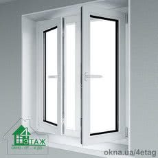 Окно REHAU 60 с двумя открываниями 1100х1400 (2 створки поворотно откидные) и установкой