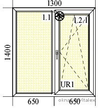 Поворотно-откидное окно 1300х1400