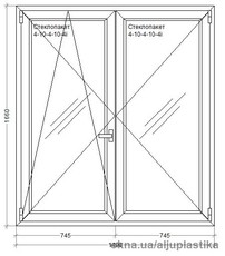 Штульповое окно 1490х1660 мм