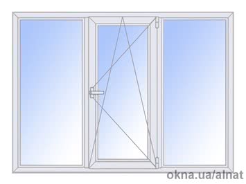 Неликвидное трехстворчатое окно Rehau 2340х1950