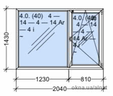 2-х стулкове вікно 2040*1430 неліквід (права стулка)