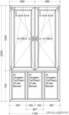 оконная конструкция Rehau для французского остекления 1160х2200 по самой низкой цене