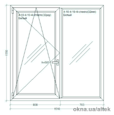 2-створчатое окно Rehau 60 с фурнитурой Roto NT