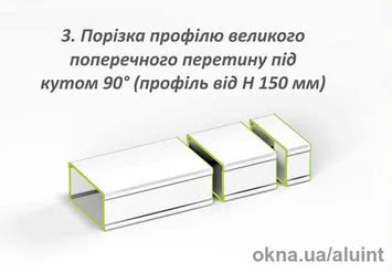 Порізка профілю великого поперечного перетину під кутом 90°