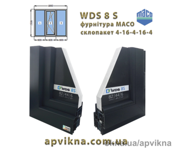 Металлопластиковые окна WDS 8 S Антрацит