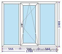 Окно из профиля Steko S300 с фурнитурой Axor 1700x1400