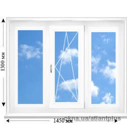 Трьохстулкове вікно з одним відкриванням VEKA EUROLINE AD 58