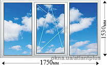 Вікно трьохстулкове в кімнату. Профіль VEKA SOFTLINE AD 70mm 1750х1530