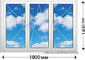 Вікно трьохстулкове. Профіль VEKA EUROLINE AD 58mm 1800х1350