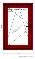 Ламинированное окно 725х1100. Профиль Veka Softline AD70