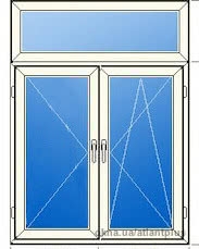 Окно с фрамугой и двумя открывающимися створками 1300*1850. Профиль VEKA EUROLINE AD 58 mm