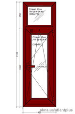 Окно с фрамугой 450х1410. Профиль Veka Softline AD 70мм