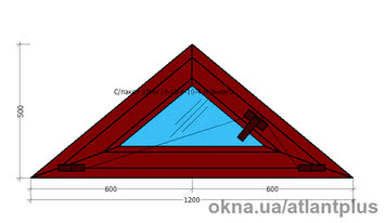 Окно треугольное в массе Veka Softline 70mm 1200x500