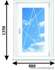 Одностворчетое окно поворотно откидное из профиля VEKA EUROLINE AD 58