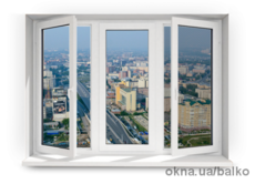 Окно трехчастное с двумя поворотно-откидными створками Опентек Ворне 1-камерный стеклопакет