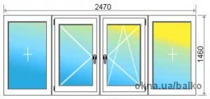 Балкон 1460 * 2470 в Salamander Streamline ф - ра Мако 2 - камерний склопакет