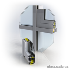 Стоечно-ригельная фасадная система профилей для ограждающих светопрозрачных конструкций Brazcon SR50