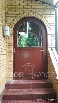 Арочные Входные двери деревянный профиль из дуба стеклопакет
