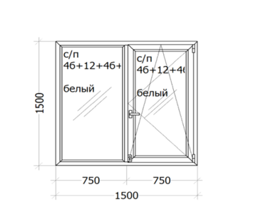 Вікно VekaTopline ( п`яти камерний профіль ) 1500 x 1500 ( с/п 4б+12+4б+12+4б   )