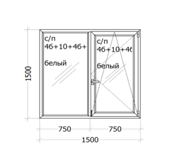 Окно WHS 60 (4_камерный профиль) 1500 x 1500 мм ( с/п 4б+10+4б+10+4и  )