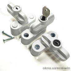 Универсальный оконный блокиратор с ключом (белый) — Детский замок и Антивзлом для ПВХ-окон