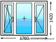 Энергосберегающее деревянное окно 1760*1420