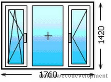 Энергосберегающее деревянное окно 1760*1420