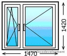 Деревянное окно 1470*1420