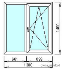 Двухстворчатое окно 1300Х1400