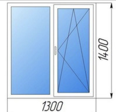 Окно на две створки размер: 1300*1400
