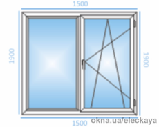 Окна 2 ств.размер:1500*1500
