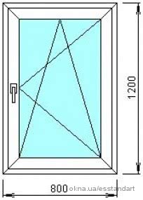 Вікно металопластикове біле шир.- 800, вис,- 1200