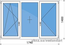 Вікно металопластикове біле VEKA 5 камер шир.- 1740 вис.- 1400