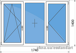 Вікно металопластикове біле VEKA 5 камер шир.- 1740 вис.- 1400