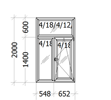 Віно металопластикове біле шир.- 1200, вис,- 2000 5 камер