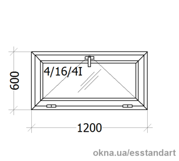 Вікно металопластикове біле Classic Line 400 шир.- 1200, вис,- 600