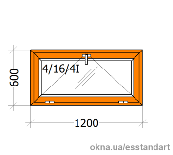 Вікно металопластикове Зол.Дуб.зовн. Classic Line 400 шир.- 1200, вис,- 600