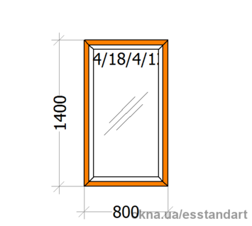 Вікно металопластикове зол. дуб зов. VEKA 5 кам. глухе шир.- 800, вис,- 1400