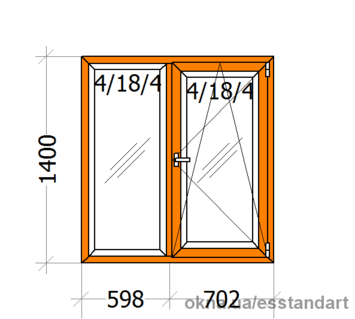 Вікно металопластикове ВікнарOFF Зол.Дуб зов. шир.- 1300, вис,- 1400