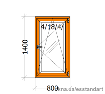 Вікно металопластикове зол. дуб зов. VEKA шир.- 800 вис.- 1400
