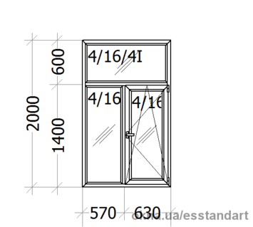 Вікно металопластикове біле VEKA 3 кам. т - подібне шир.- 1200, вис,- 2000