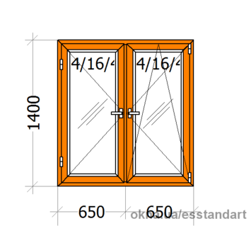 Вікно металопластикове ВікнарOFF Зол.Дуб.зовн. шир.- 1300, вис,- 1400