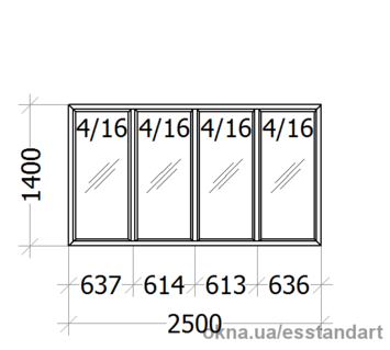 Вікно металопластикове ВікнарOFF біле глухе шир.- 2500, вис,- 1400