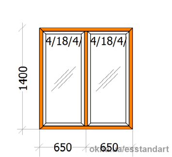 Вікно металопластикове ВікнарOFF Зол.Дуб зов.глухе шир.- 1300, вис,- 1400