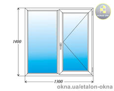 Окно двухстворчатое с одним открыванием