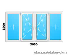 Рама балконная с двумя открываниями
