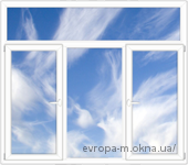 Окно металлопластиковое Rehau 2000х2000мм белое трехстворчатое с глухой частью сверху Окно металлопластиковое Rehau 2000х2000мм белое трехстворчатое с глухой частью сверху