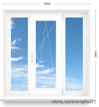 Окно Рехау 1800х1400, три створки, однокамерный стеклопакет